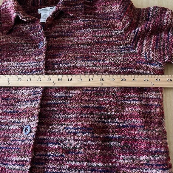 Coldwater Creek Tweed Shacket Size XL Womens Long Sleeve Red Fall Tones - Picture 9 of 12
